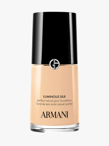 Giorgio Armani Luminous Silk Foundation in branded component on a light gray background