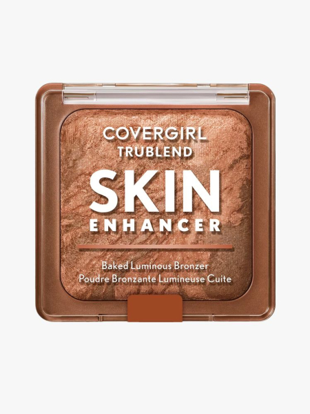 CoverGirl’s TruBlend Skin Enhancer Baked Luminous Bronzer in branded component on a light gray background